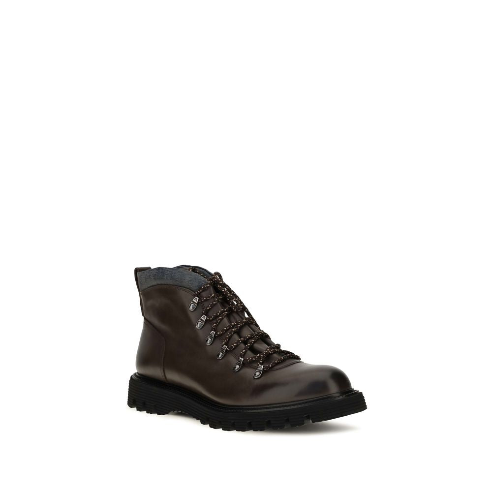 Fratelli Rossetti Brown Calf Leather Bos Taurus Lace-Up Boots