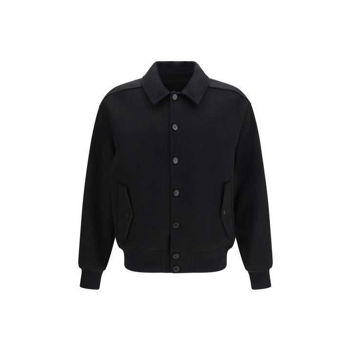 Ferragamo Black Wool Oves Aries Biker Jacket