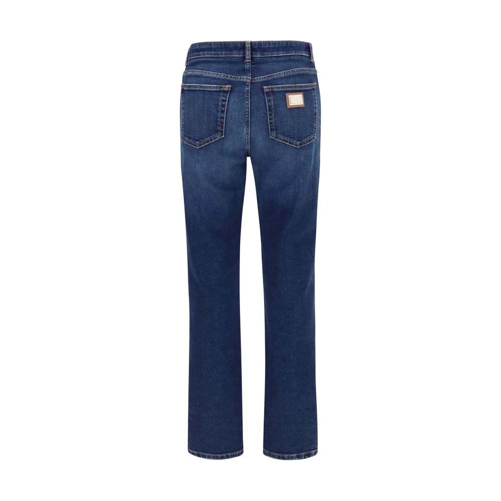 Dolce &amp; Gabbana Blue Cotton Straight-Leg Jeans