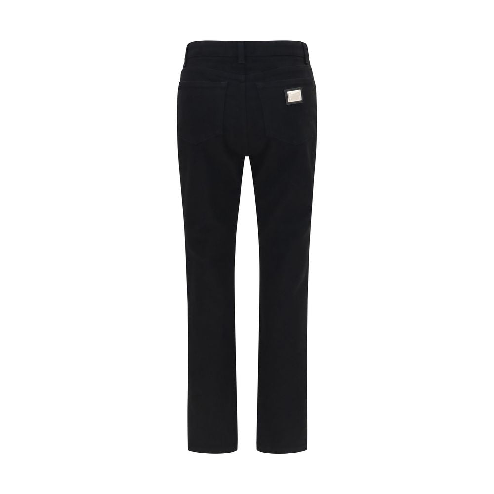 Dolce &amp; Gabbana Black Cotton Straight-Leg Jeans