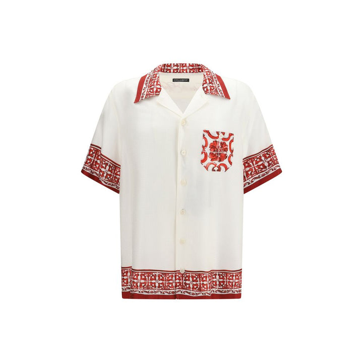 Dolce &amp; Gabbana White Silk Pattern Shirt