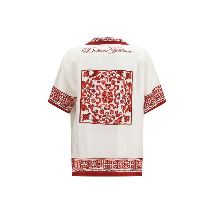 Dolce &amp; Gabbana White Silk Pattern Shirt