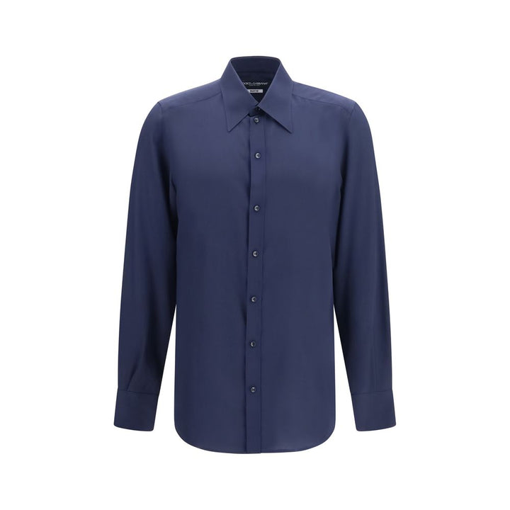 Dolce &amp; Gabbana Blue Silk Dress Shirt