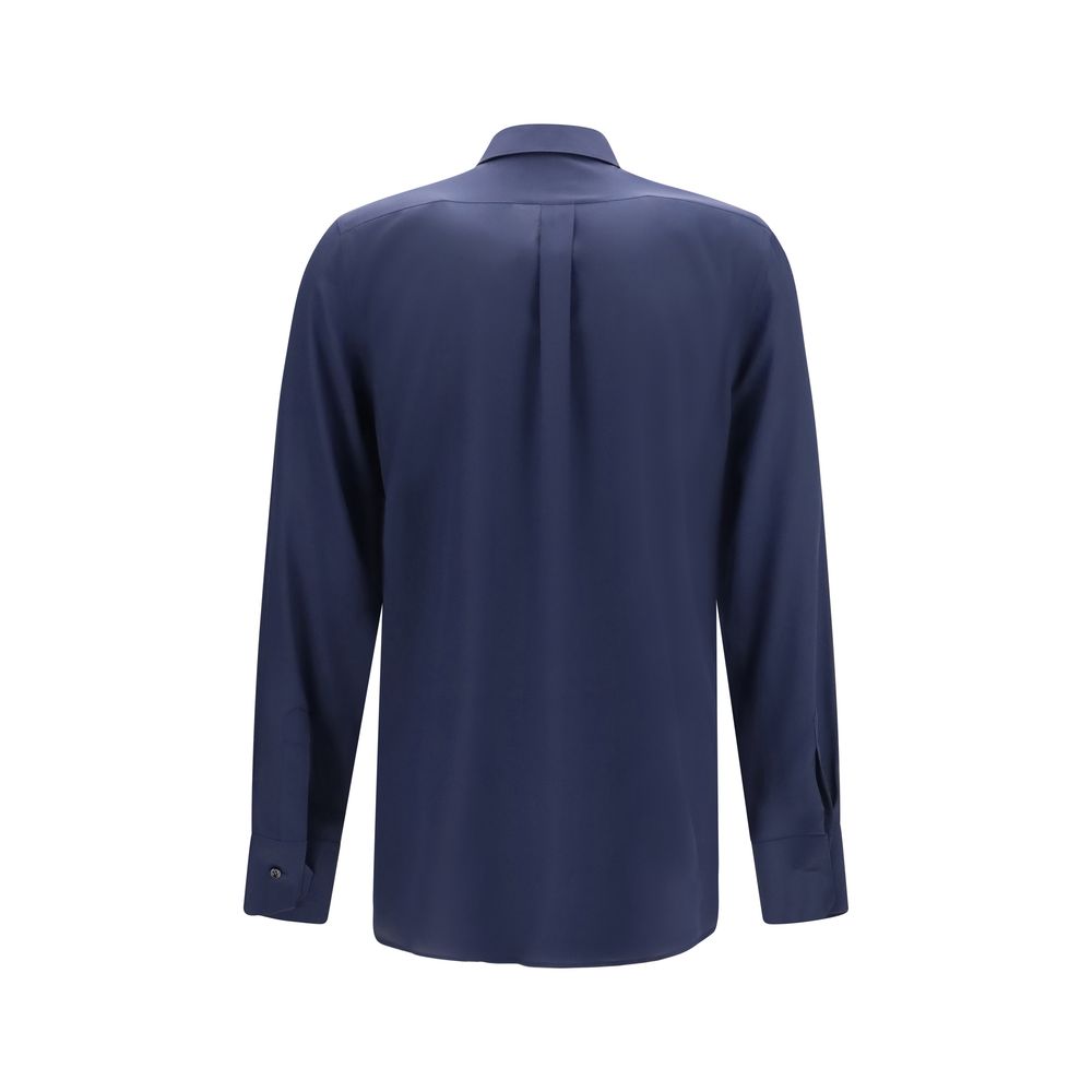 Dolce &amp; Gabbana Blue Silk Dress Shirt