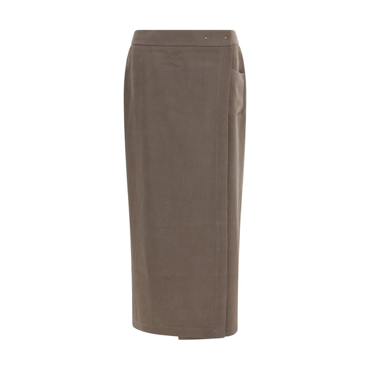 Giorgio Armani Brown Silk Long Skirt