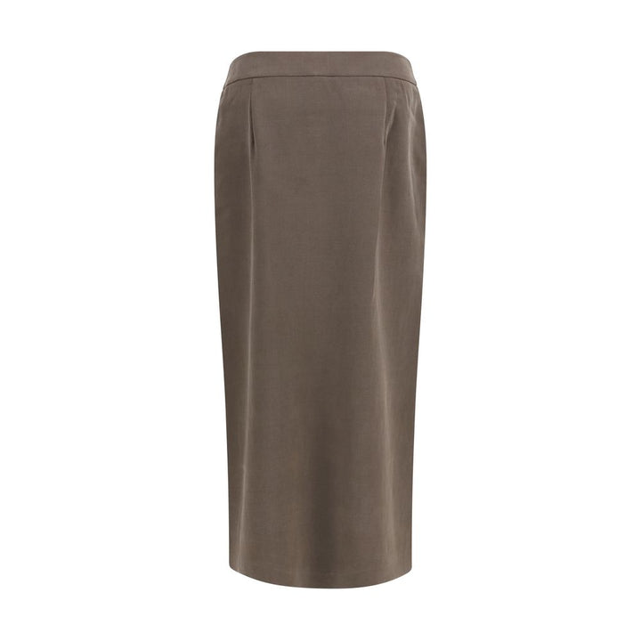 Giorgio Armani Brown Silk Long Skirt