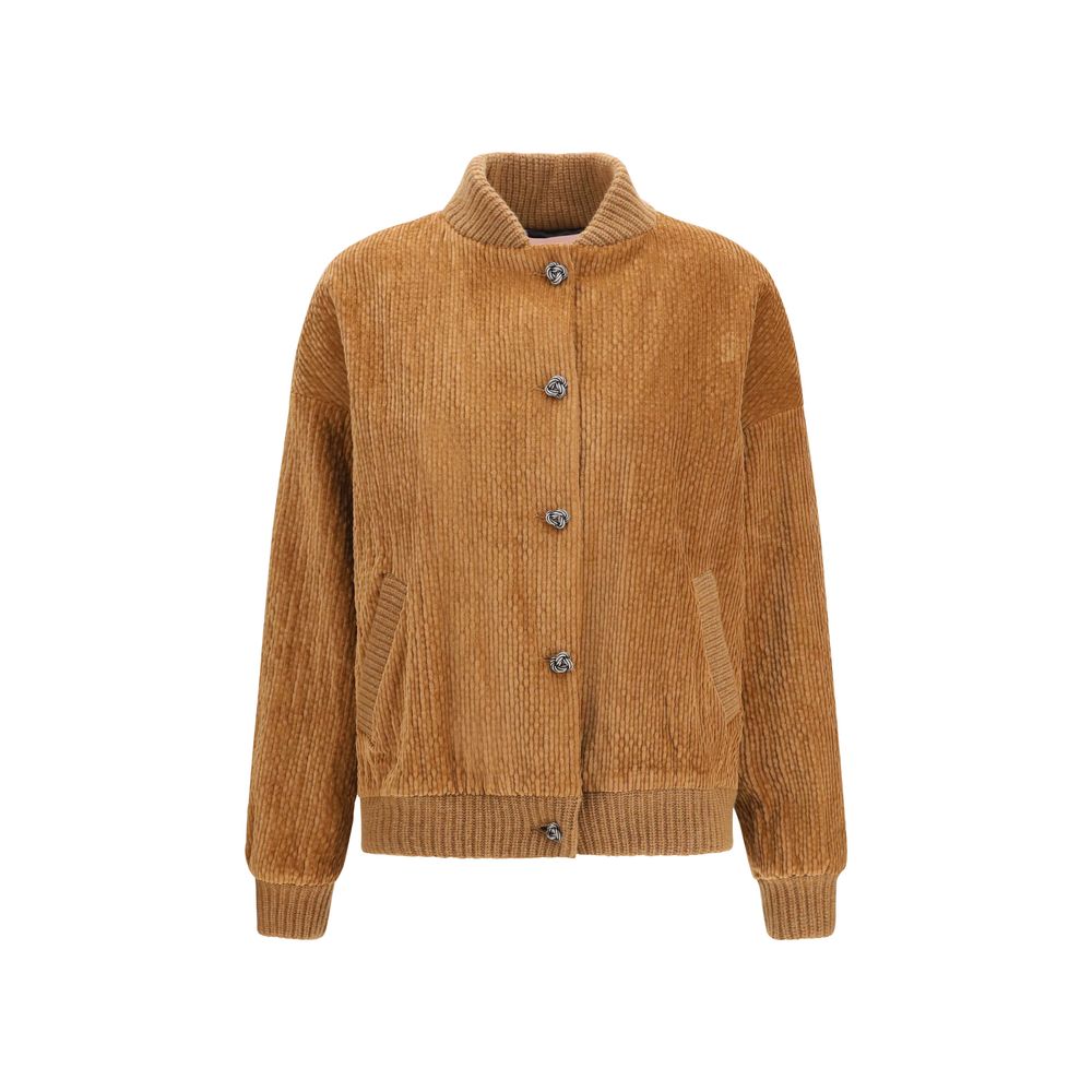 Kristina Ti Brown Cotton Bomber