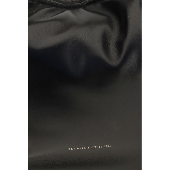 Brunello Cucinelli Black Calf Leather Bos Taurus Shoulder Bag