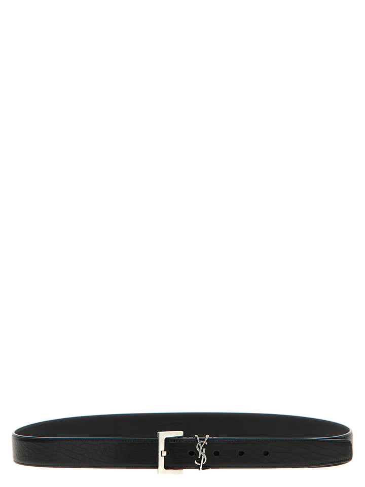 Saint Laurent Black Leather Regular Belt