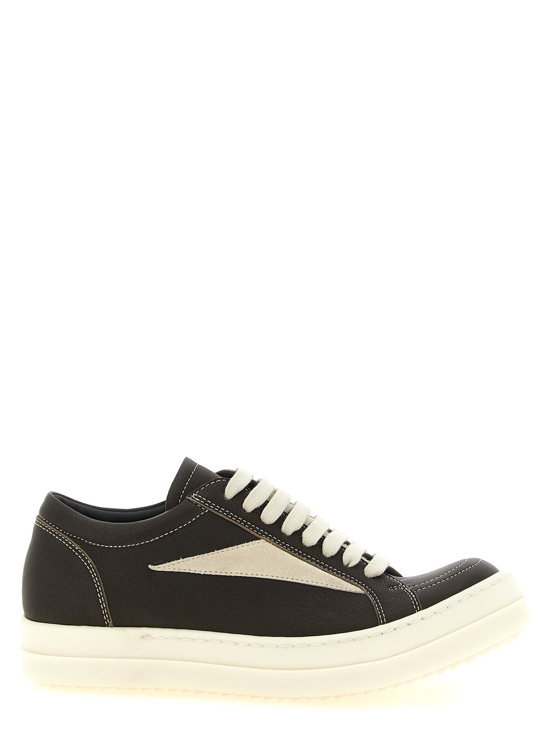 Rick Owens Brown Lamb Leather Low Top Sneakers