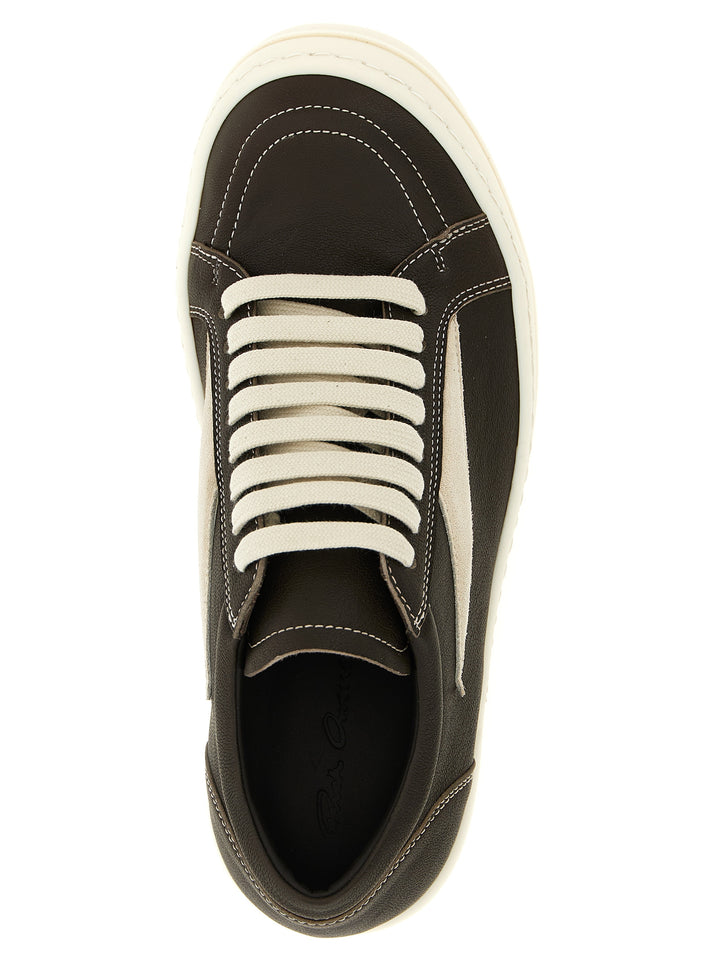 Rick Owens Brown Lamb Leather Low Top Sneakers