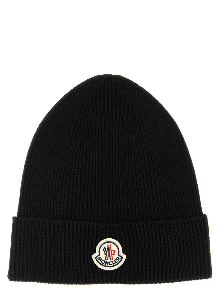 Moncler Black Virgin Wool Beanie