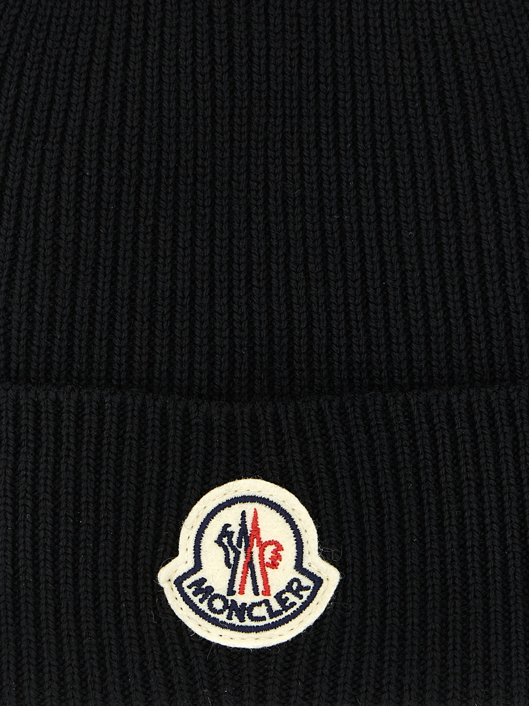 Moncler Black Virgin Wool Beanie