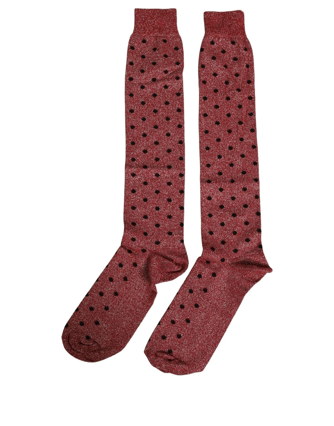 Dolce &amp; Gabbana Maroon Polka Dot Over The Calf Accessory Socks