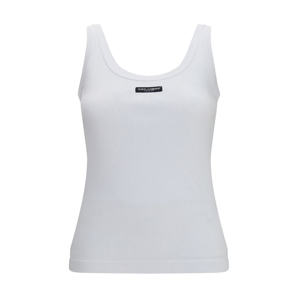 Dolce &amp; Gabbana White Cotton Tank Tops