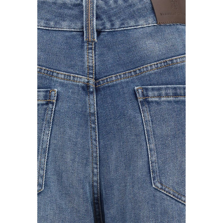 Brunello Cucinelli Blue Cotton Relaxed Fit Jeans