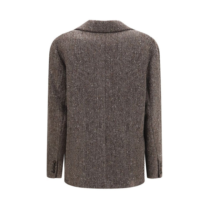 Brunello Cucinelli Brown Wool Oves Aries Biker Jacket