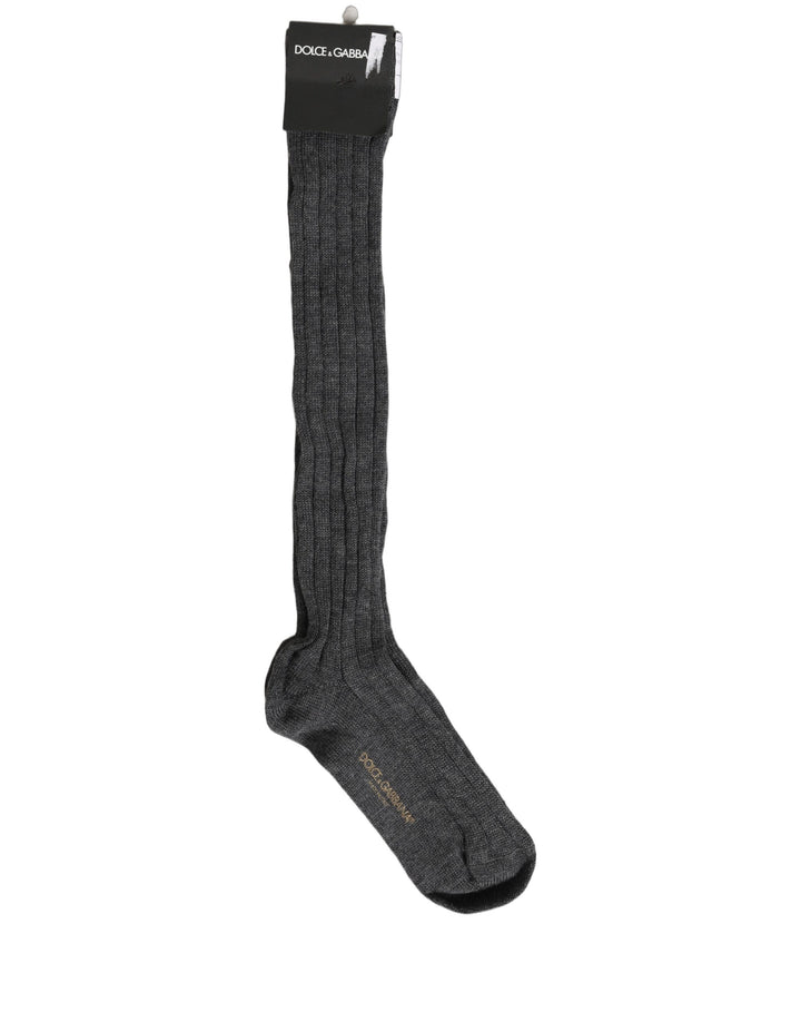 Dolce &amp; Gabbana Gray Wool Blend Over The Calf Accessory Socks