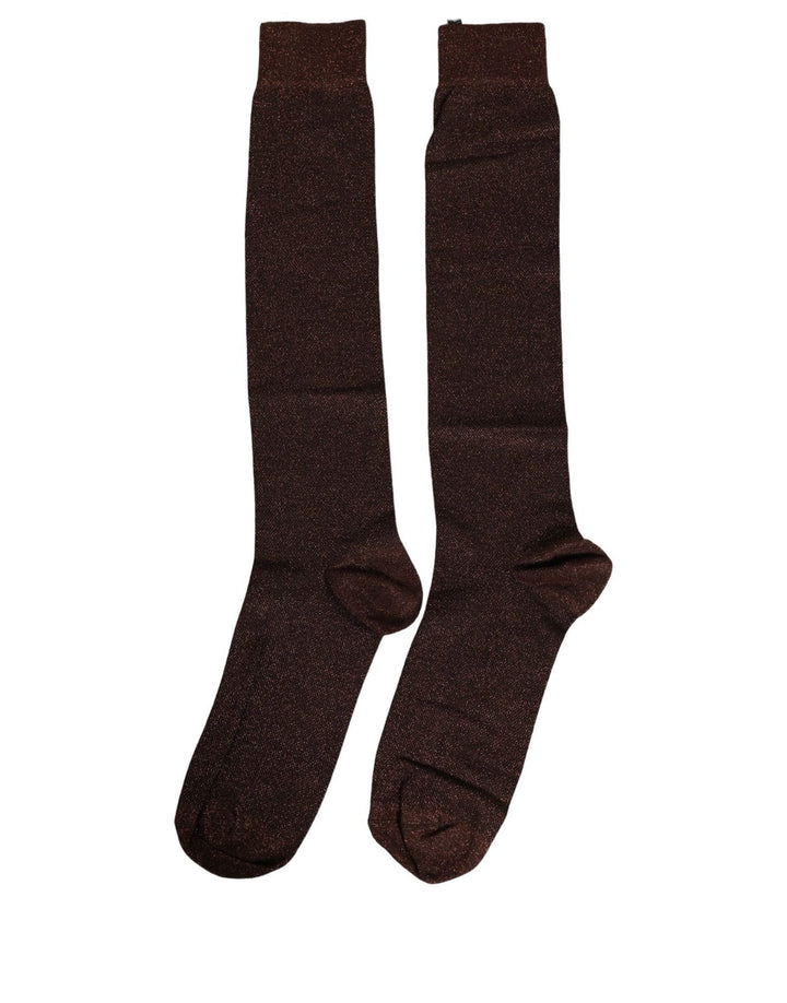Dolce &amp; Gabbana Men Brown Viscose Over The Calf Accessory Socks