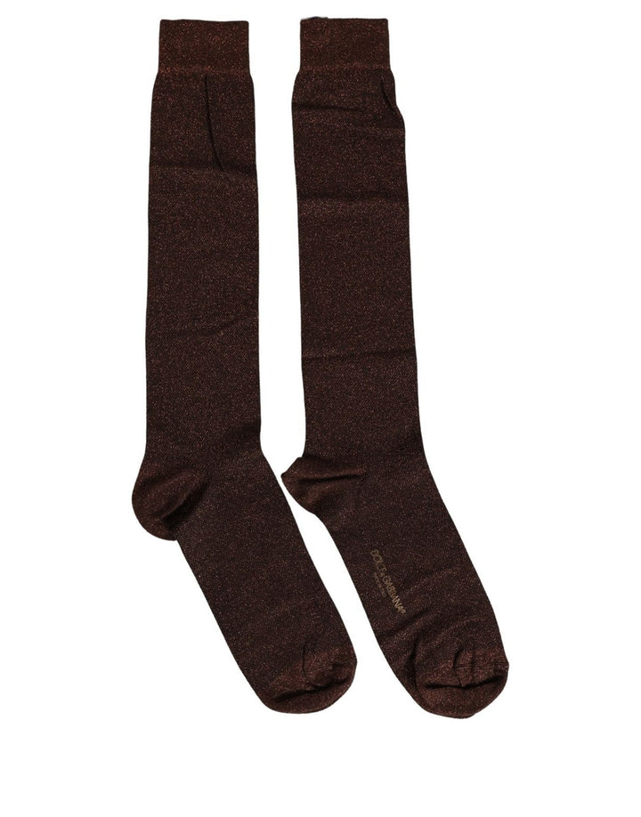 Dolce &amp; Gabbana Men Brown Viscose Over The Calf Accessory Socks