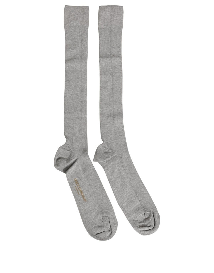 Dolce &amp; Gabbana Men Gray Viscose Over The Calf Accessory Socks