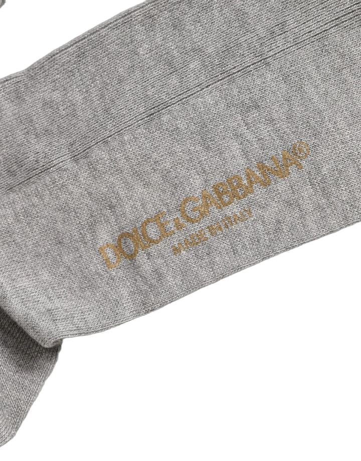 Dolce &amp; Gabbana Men Gray Viscose Over The Calf Accessory Socks