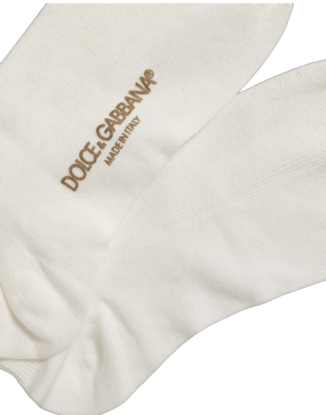 Dolce &amp; Gabbana White Crown Embroidery Knee High Accessory Socks