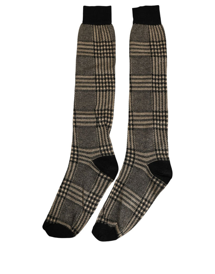 Dolce &amp; Gabbana Multicolor Plaid Viscose Knee High Accessory Socks