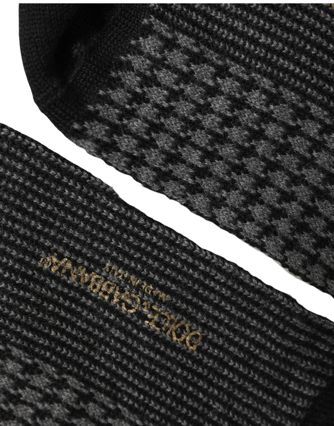 Dolce &amp; Gabbana Black Wool Houndstooth Over Calf Accessory Socks