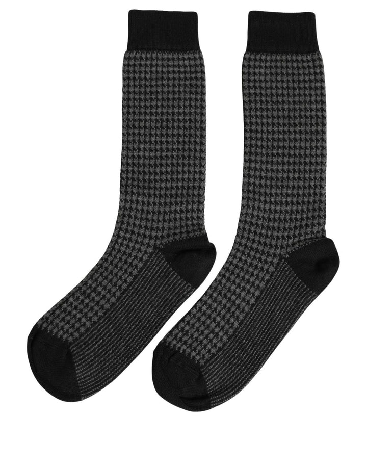 Dolce &amp; Gabbana Black Wool Houndstooth Over Calf Accessory Socks