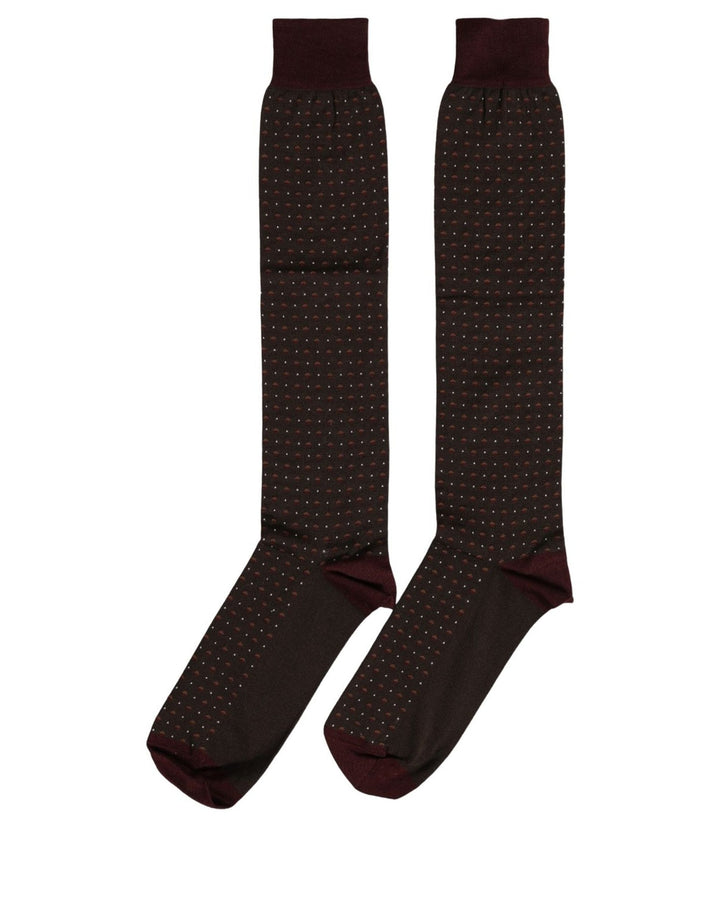 Dolce &amp; Gabbana Burgundy Polka Dot Over The Calf Accessory Socks