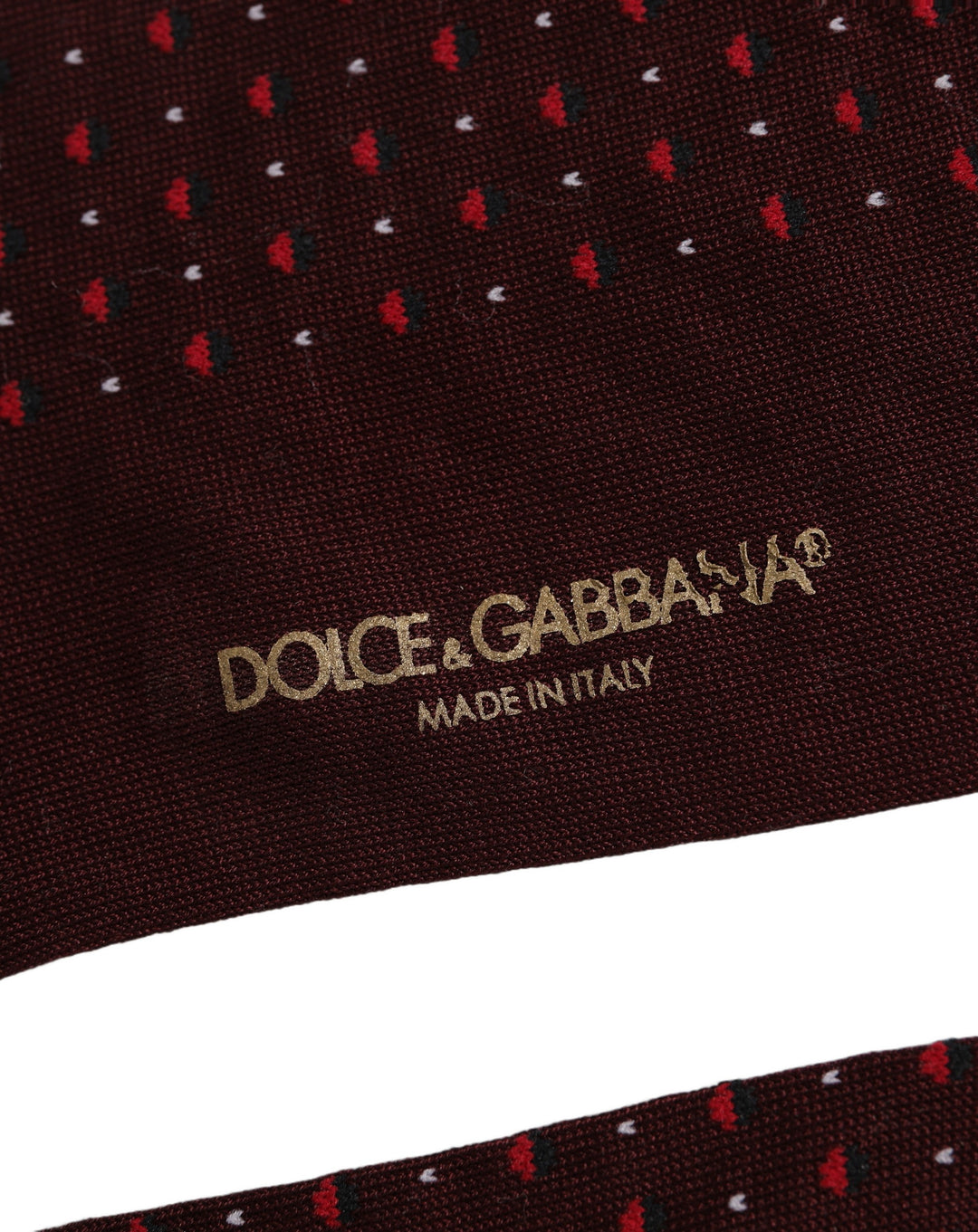 Dolce &amp; Gabbana Burgundy Polka Dot Over The Calf Accessory Socks