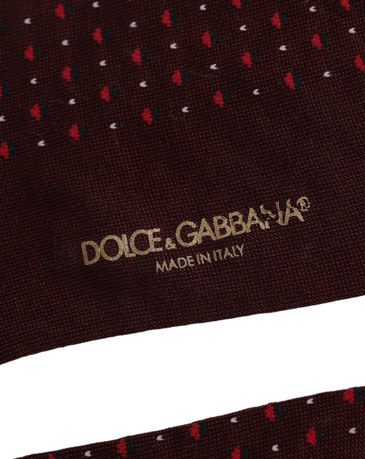 Dolce &amp; Gabbana Burgundy Polka Dot Over The Calf Accessory Socks