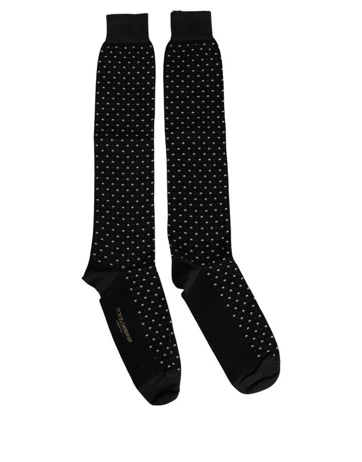 Dolce &amp; Gabbana Black Polka Dot Over The Calf Accessory Socks