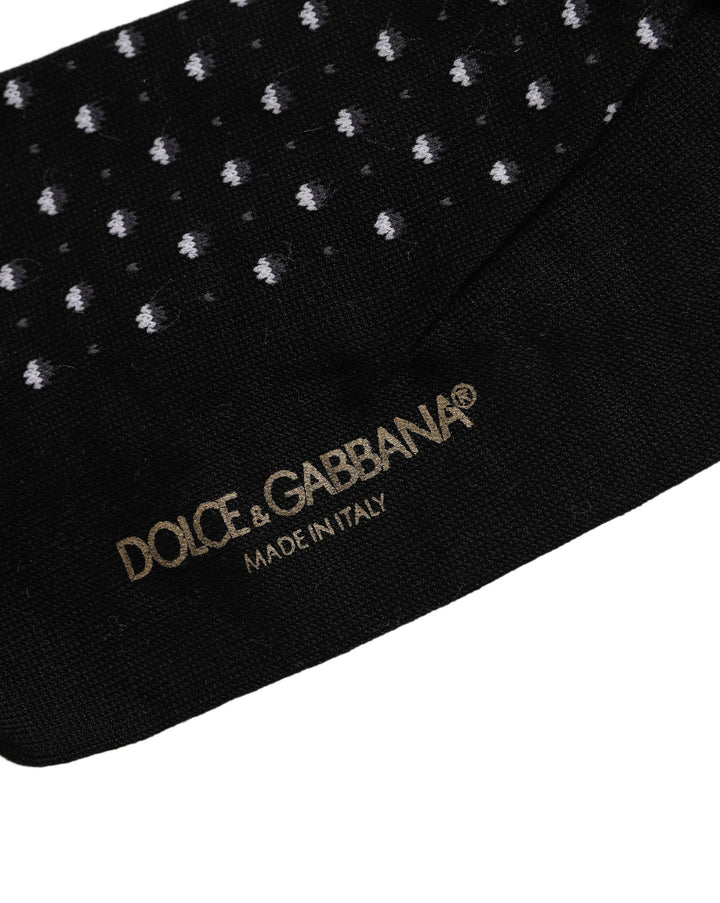 Dolce &amp; Gabbana Black Polka Dot Over The Calf Accessory Socks