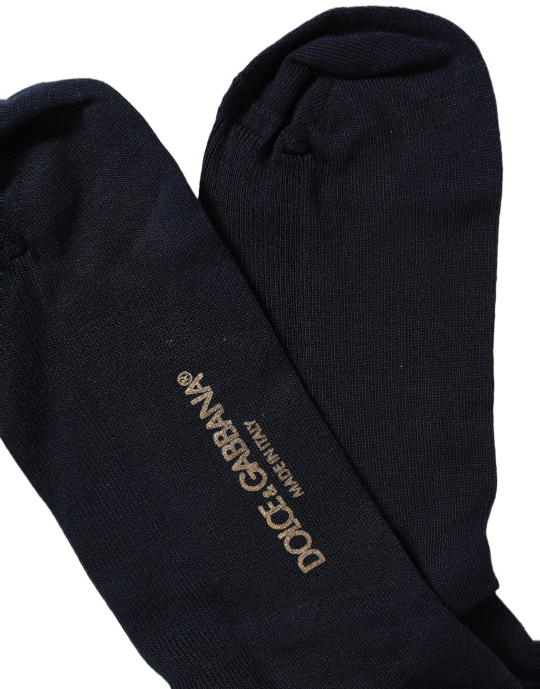 Dolce &amp; Gabbana Men Dark Blue Viscose Over The Calf Accessory Socks