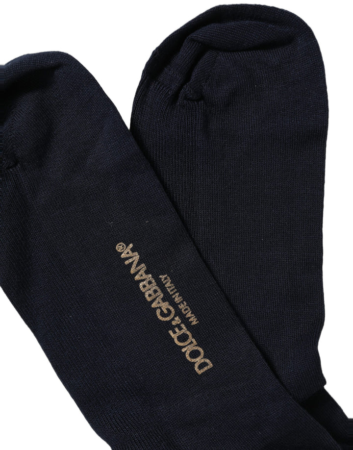 Dolce &amp; Gabbana Men Dark Blue Viscose Over The Calf Accessory Socks