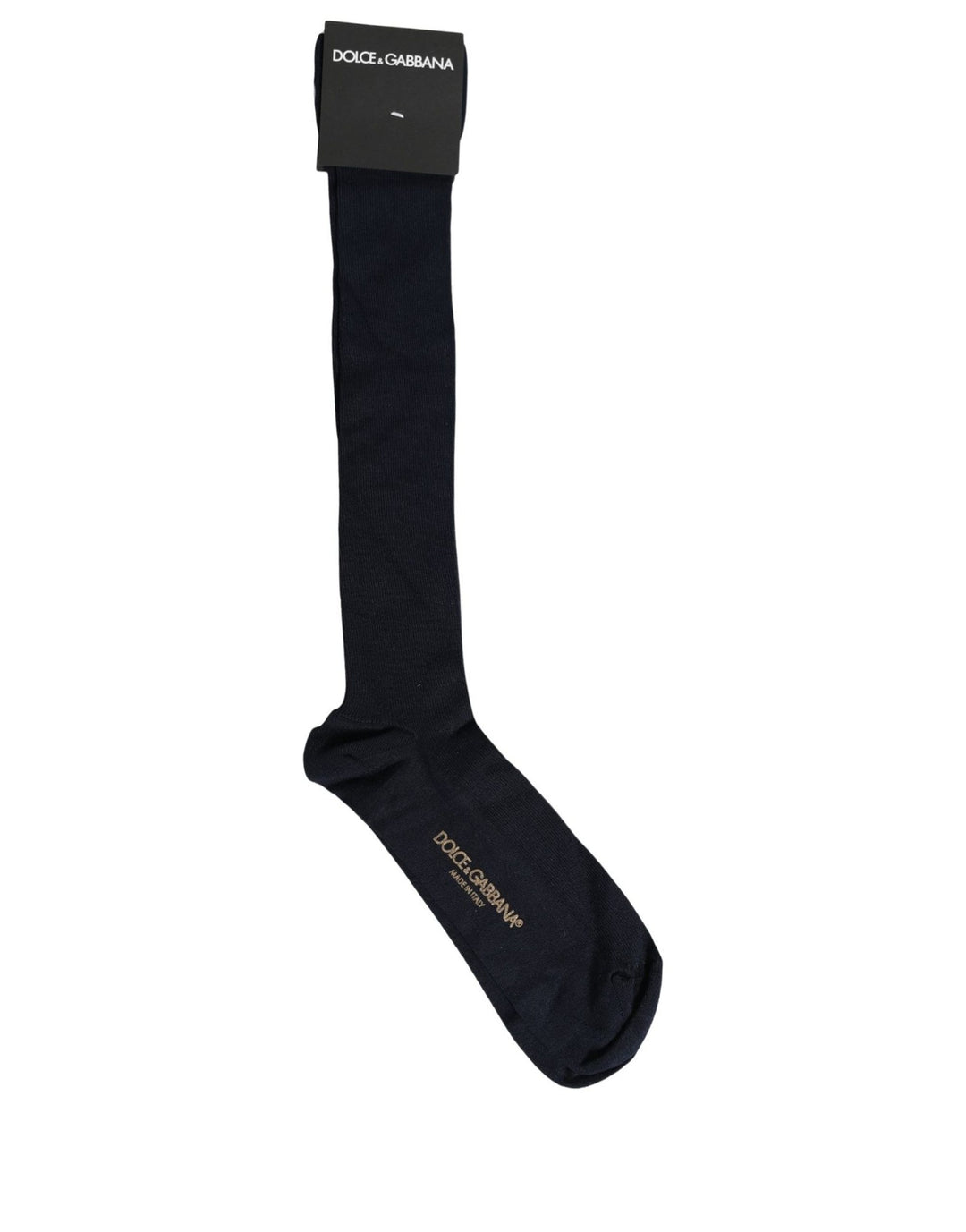 Dolce &amp; Gabbana Men Dark Blue Viscose Over The Calf Accessory Socks