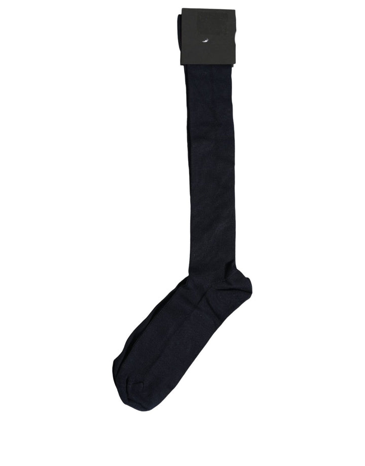 Dolce &amp; Gabbana Men Dark Blue Viscose Over The Calf Accessory Socks