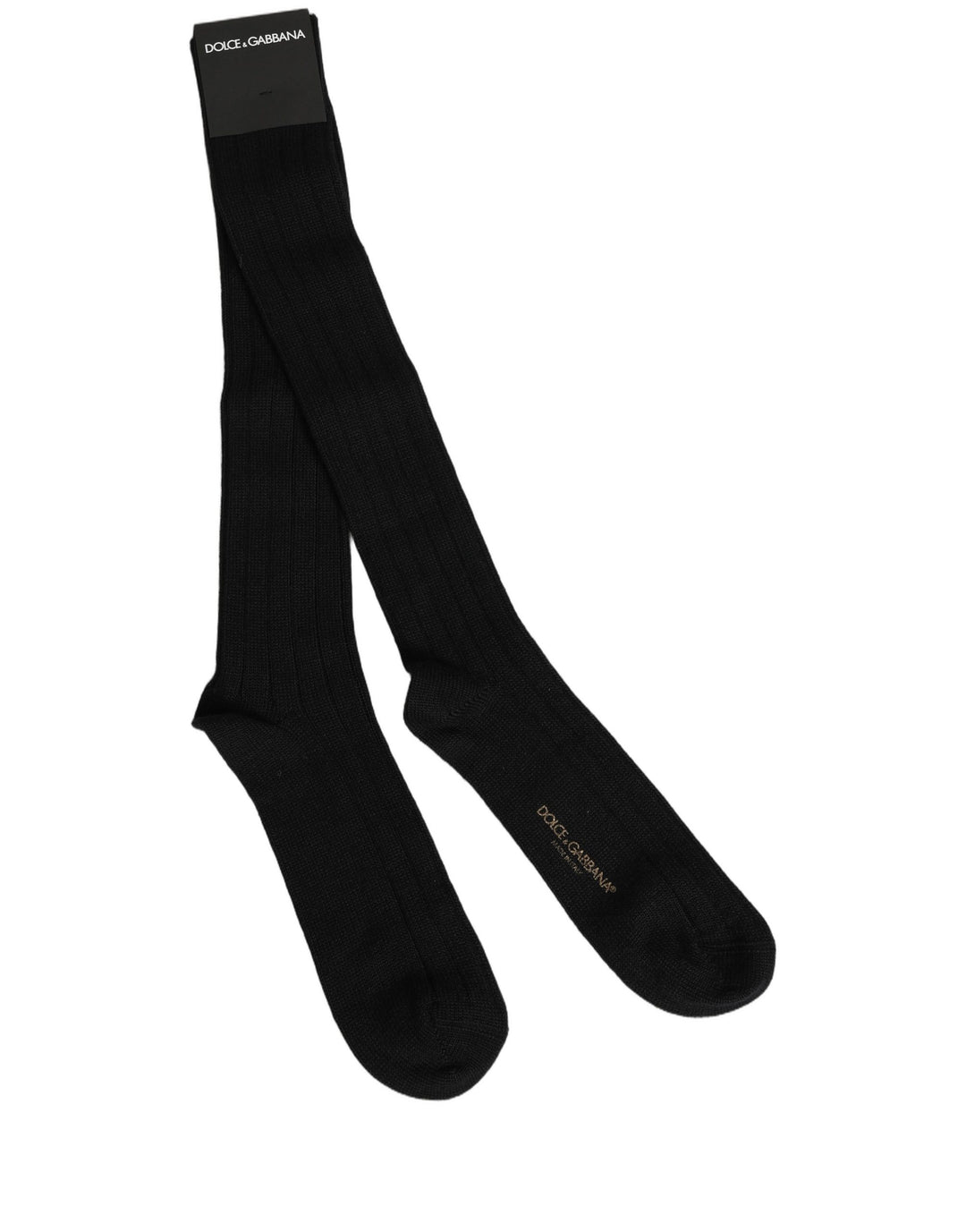 Dolce &amp; Gabbana Black DG Logo Print Over The Calf Accessory Socks
