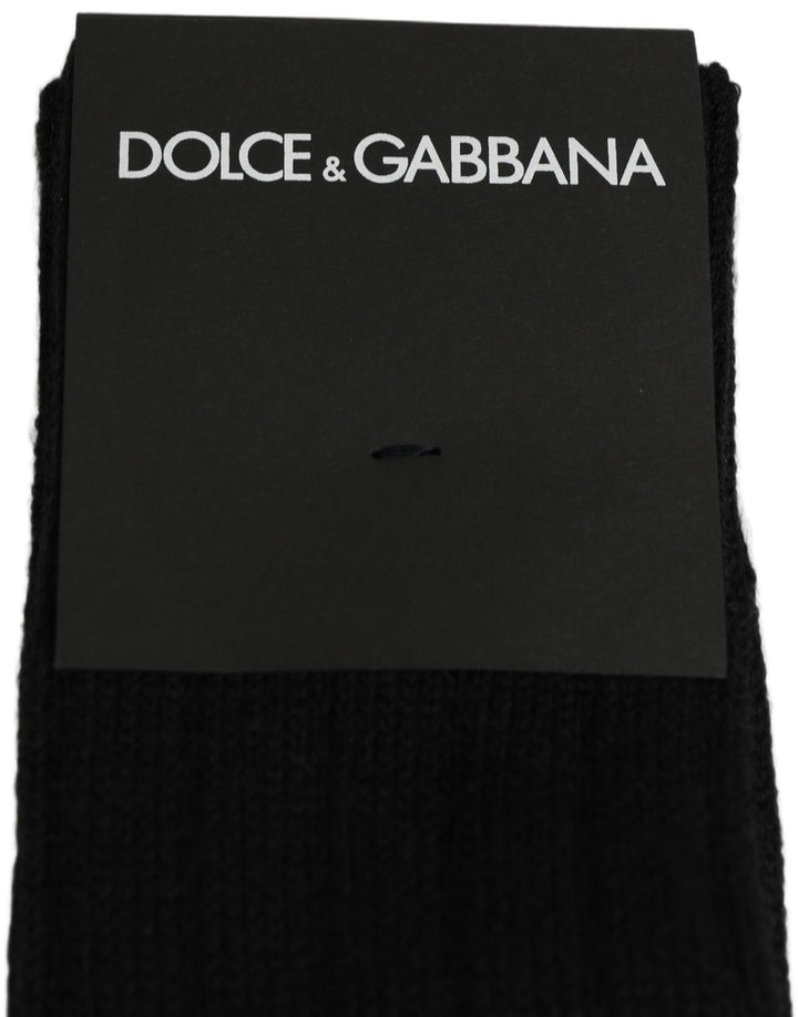 Dolce &amp; Gabbana Black DG Logo Print Over The Calf Accessory Socks