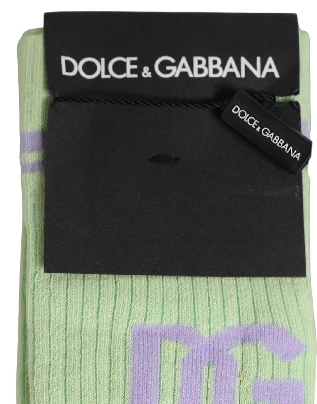 Dolce &amp; Gabbana Men Light Green Logo Over Calf Accessory Socks