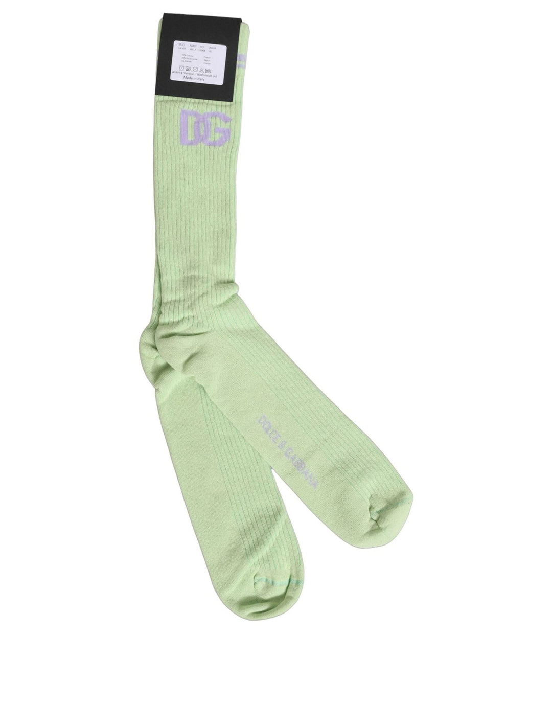 Dolce &amp; Gabbana Men Light Green Logo Over Calf Accessory Socks