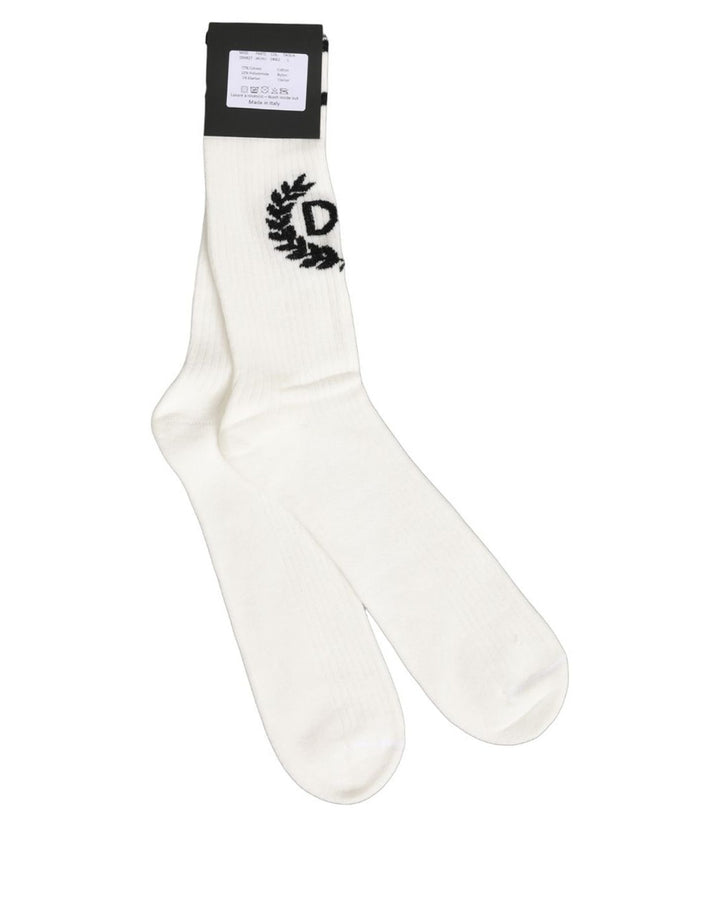 Dolce &amp; Gabbana White Cotton DG Logo Mid Calf Accessory Socks