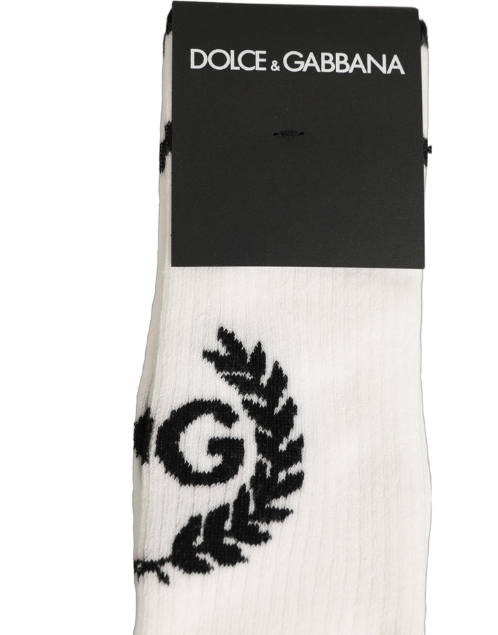Dolce &amp; Gabbana White Cotton DG Logo Mid Calf Accessory Socks