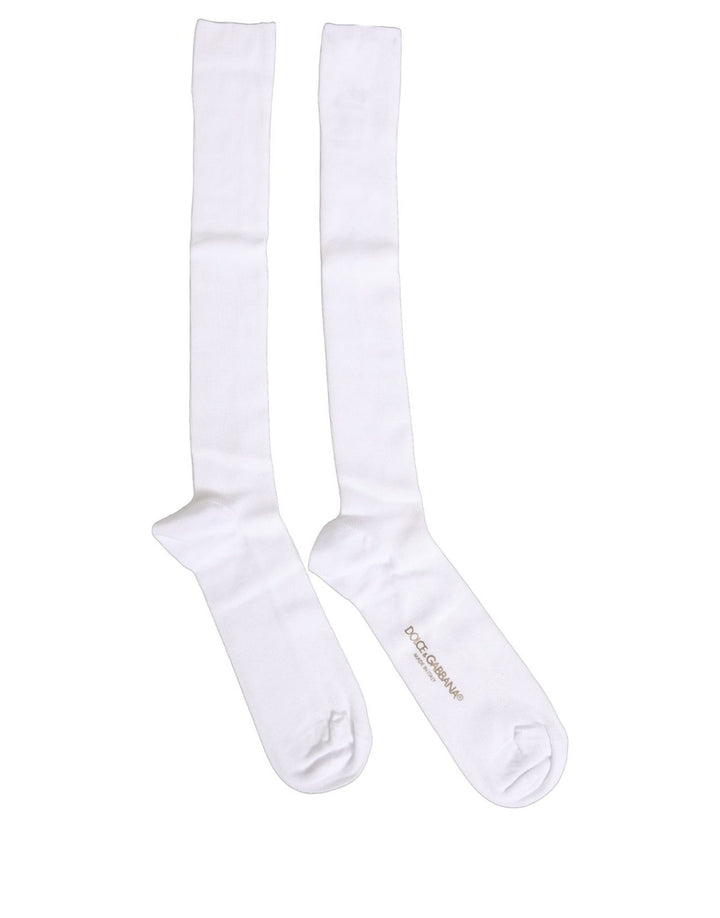 Dolce &amp; Gabbana Men White Viscose Over The Calf Accessory Socks