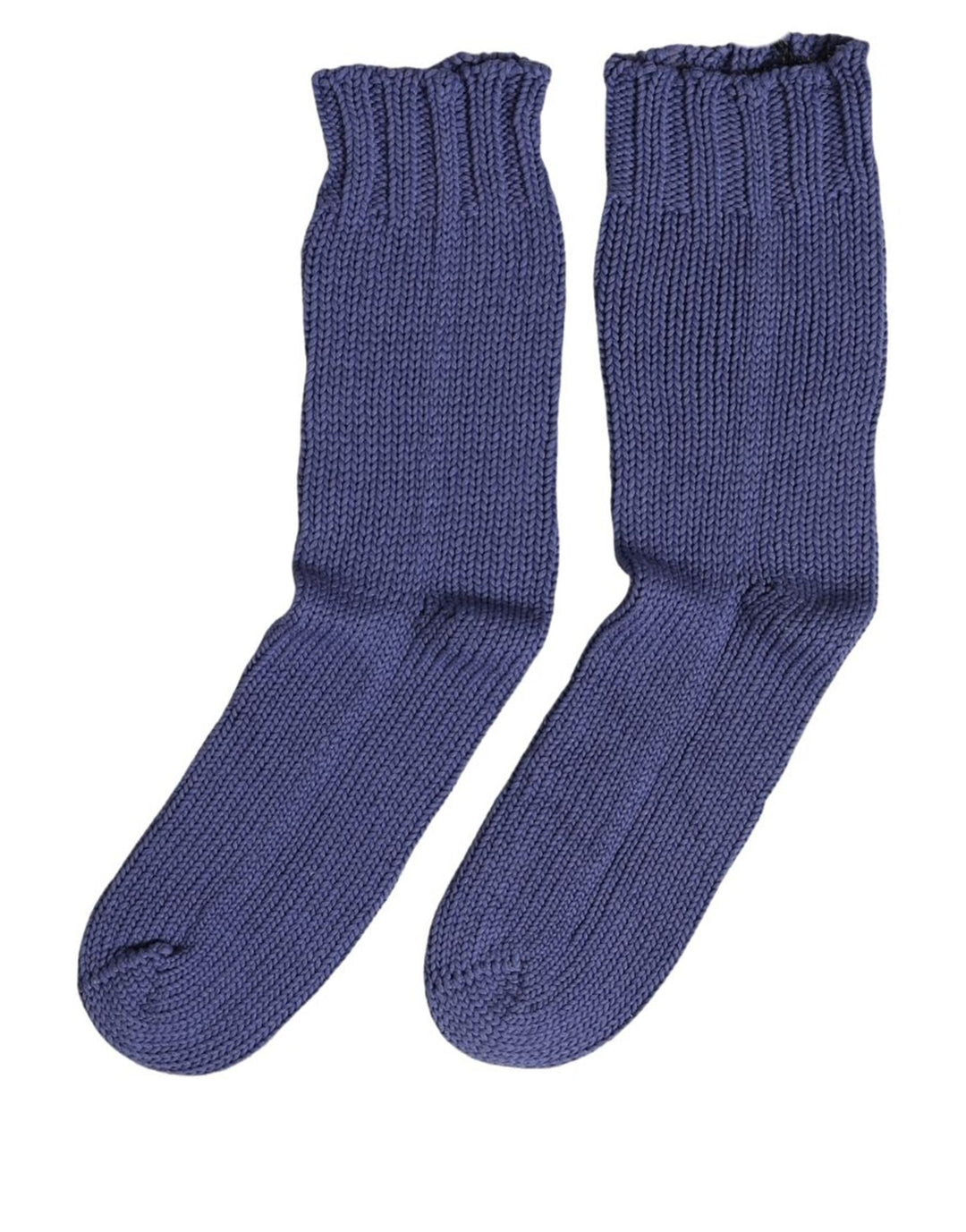 Dolce &amp; Gabbana Men Navy Blue Cotton Ribbed Mid Calf Accessory Socks