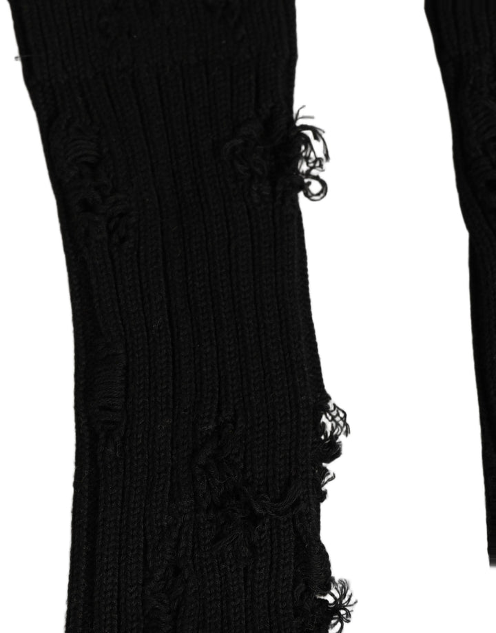 Dolce &amp; Gabbana Black Cotton Distressed Mid Calf Accessory Socks