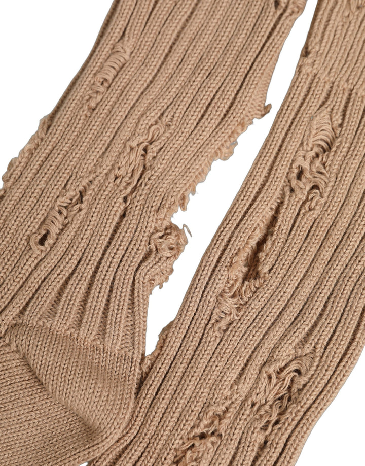 Dolce &amp; Gabbana Beige Cotton Distressed Mid Calf Accessory Socks