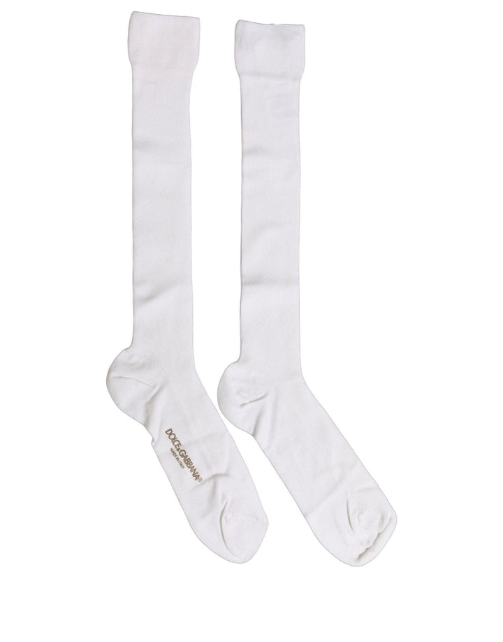 Dolce &amp; Gabbana Men White Viscose Over The Calf Accessory Socks